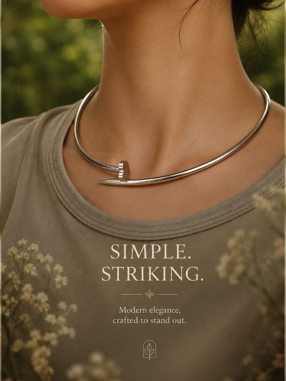 Polished Silver Nail-Style Choker